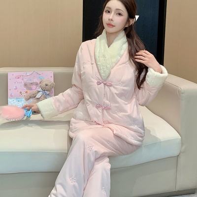 2025新款新中式三层夹棉睡衣