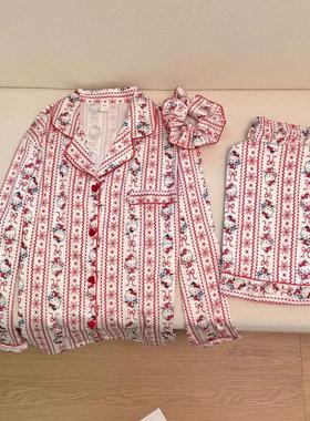 2025新款红色Kitty睡衣女春秋季本命年冰丝绸甜美可外穿家居服