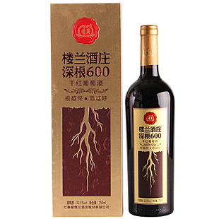 楼兰酒庄深根600干红葡萄酒新疆国产红酒750ml单瓶礼盒装正品