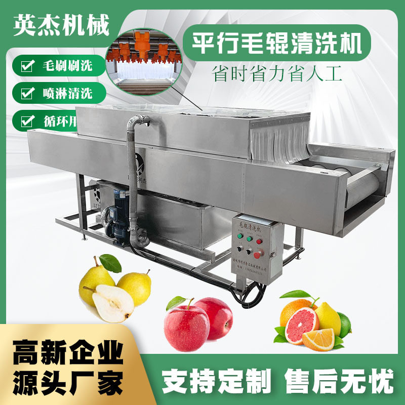 全自动莲藕去泥清洗机大姜平行毛辊清洗机小型土豆毛刷清洗设备