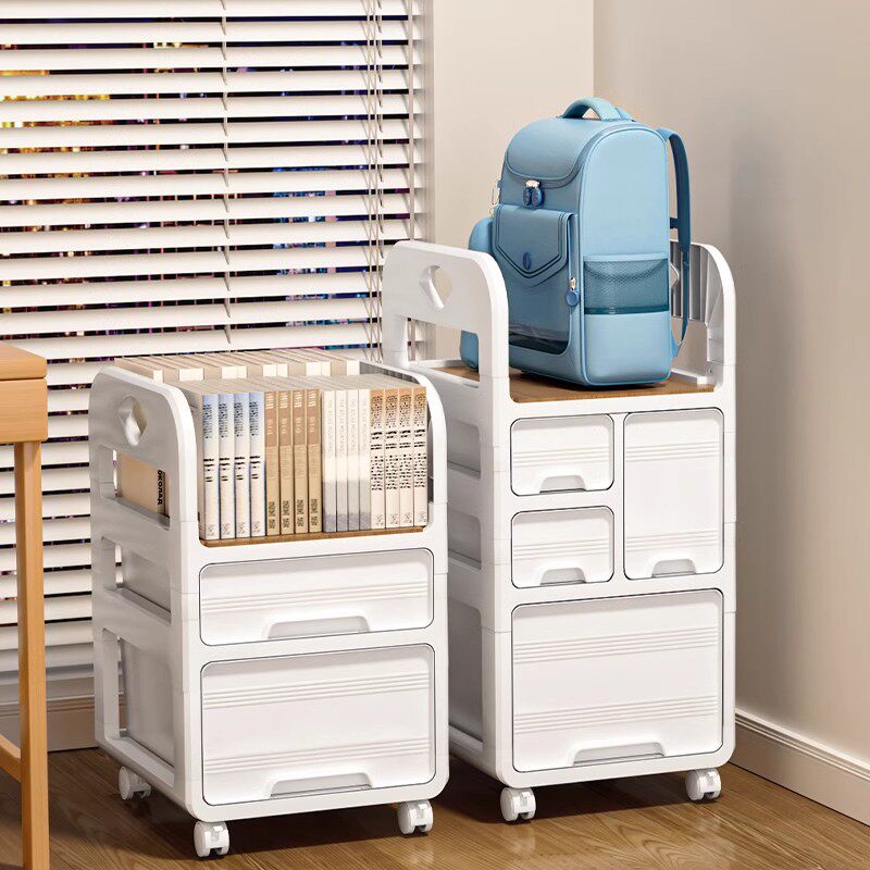 德国书包置物架家用移动小推车办公桌写字台下多层书本收纳架子