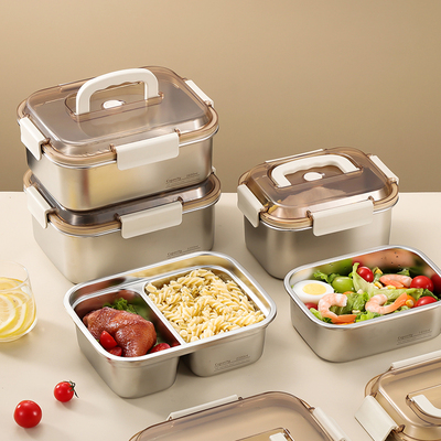 304不锈钢保鲜盒大容量烤炉专用餐盒上班族双格可微波炉加热饭盒