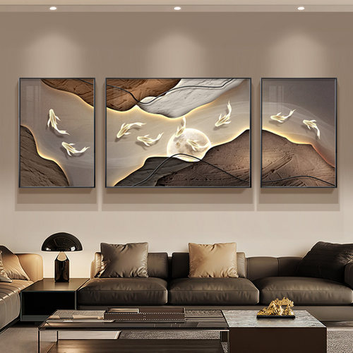 现代轻奢九鱼客厅装饰画侘