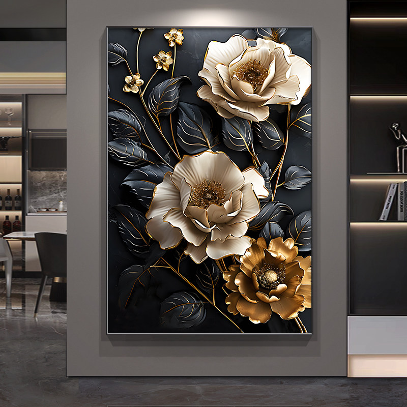 轻奢高级感客厅装饰画大幅落地画沙发背景墙挂画高端玄关壁画花卉,家居饰品,现代装饰画,淘宝优惠券,粉丝福利购,淘宝优惠卷