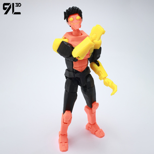 9L3D正品关节可动无敌少侠无敌战争平行宇宙邪恶马克变体红黄配色