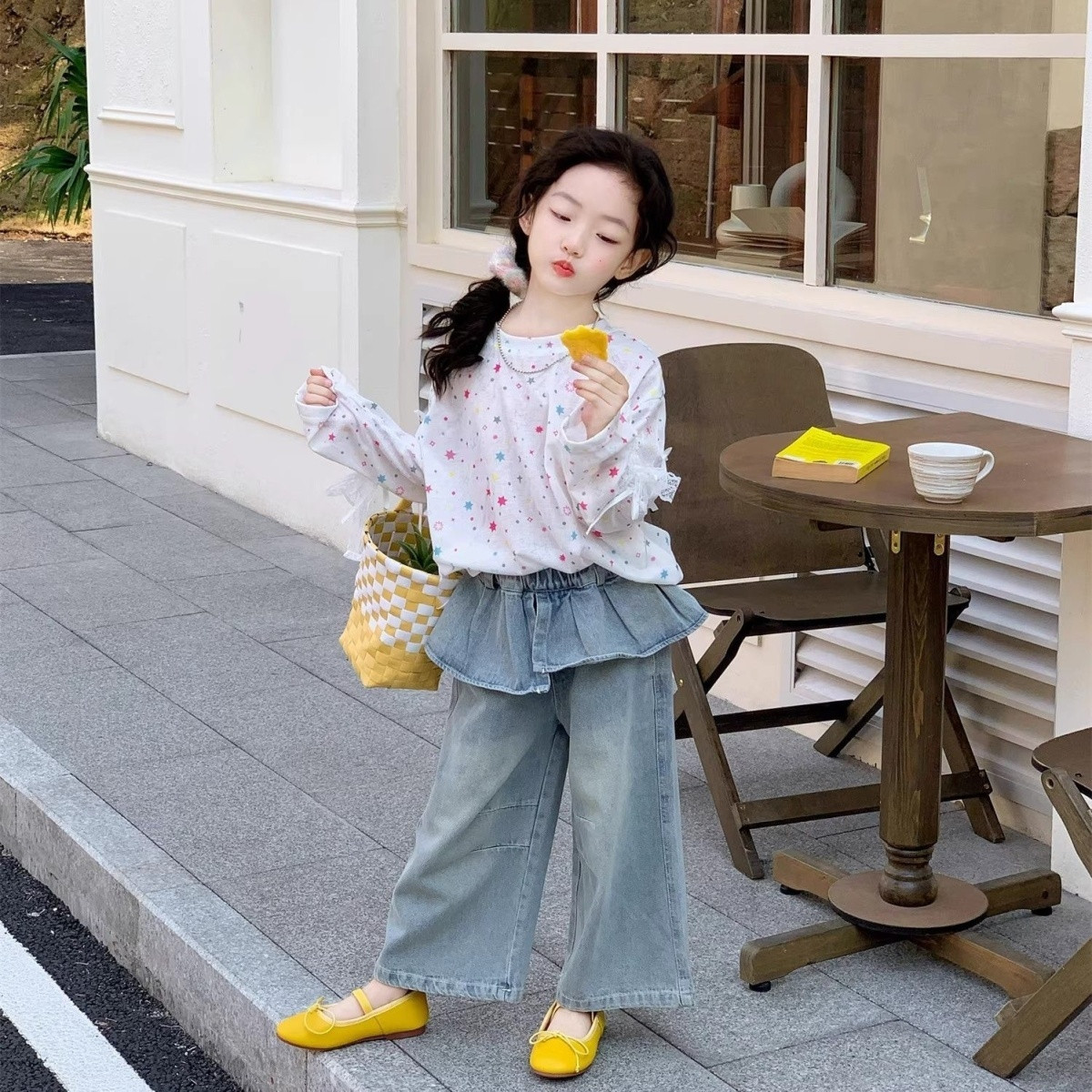 女童屁帘牛仔裤2026春秋新款儿童韩系洋气直筒裤宝宝超好看装裤子