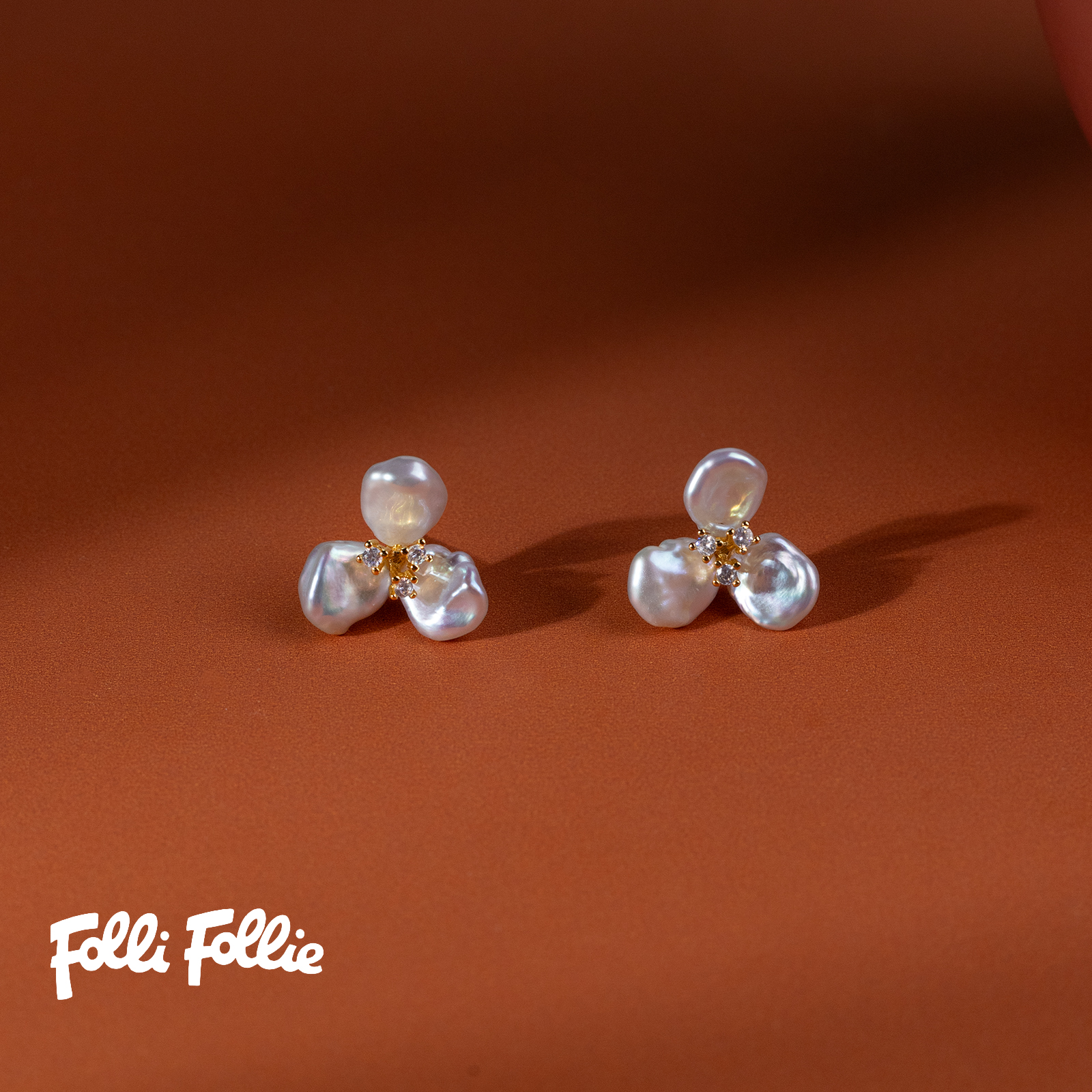 Folli Follie【宝藏珠宝】淡水珍珠S925银针耳饰7-8mm 时尚气质