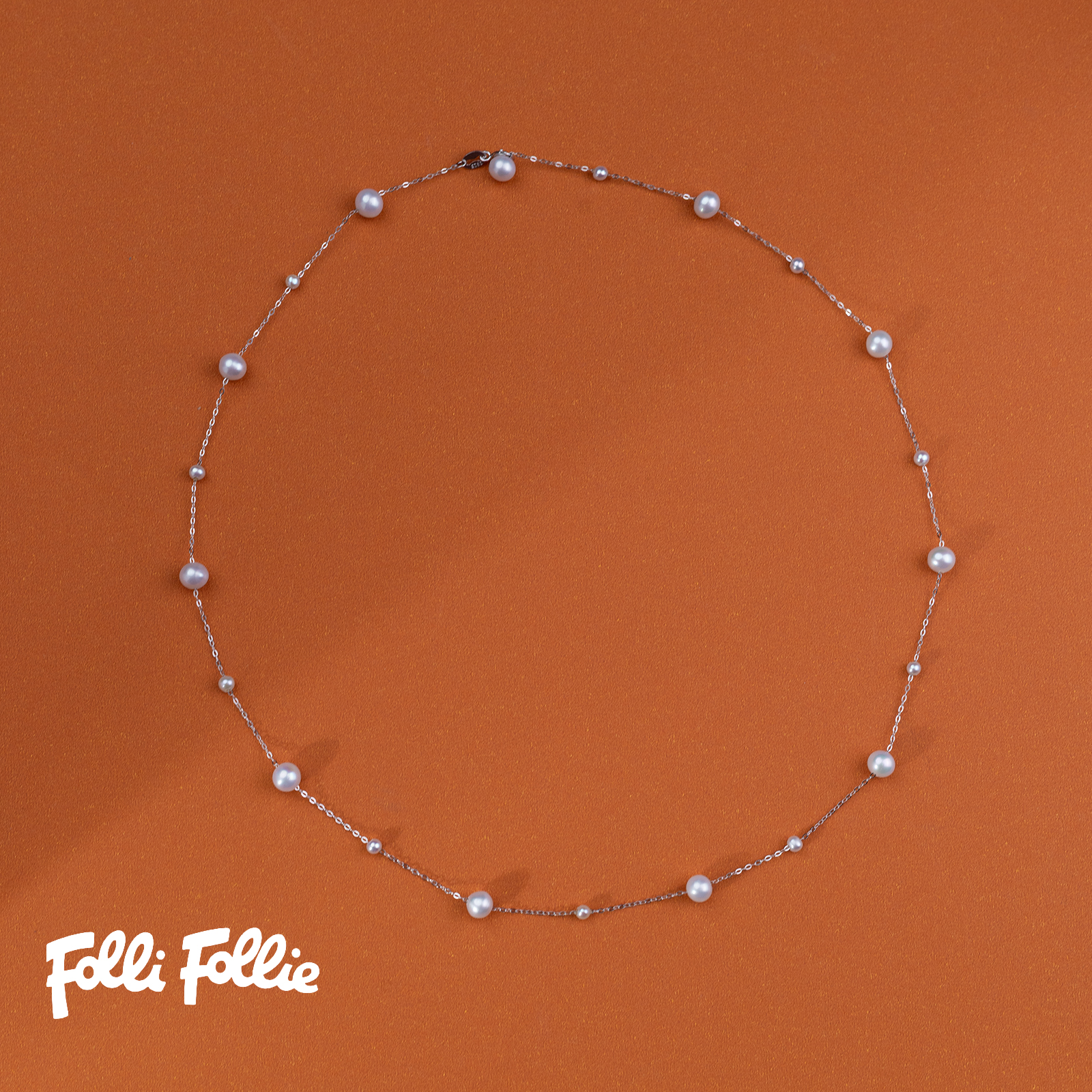 Folli Follie淡水珍珠S925银满天星项链3-6mm 精致