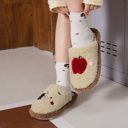 苹果毛毛拖鞋新款室内棉拖秋冬