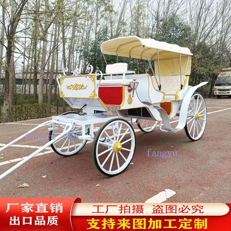 欧式观光马车双排4-6人座景区旅游草原接客四轮铁艺复古马车