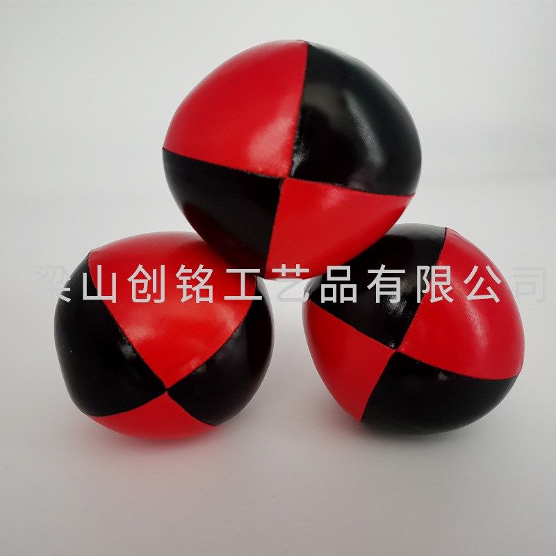 厂家供应杂技球杂耍球PU皮革填充胶粒子手抛杂技玩耍表演沙包球