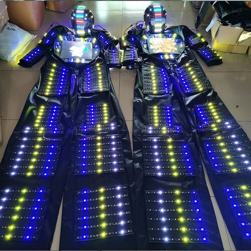 发光衣服创意太空服蹦迪气氛道具酒吧G发光太空服LED七彩高跷服