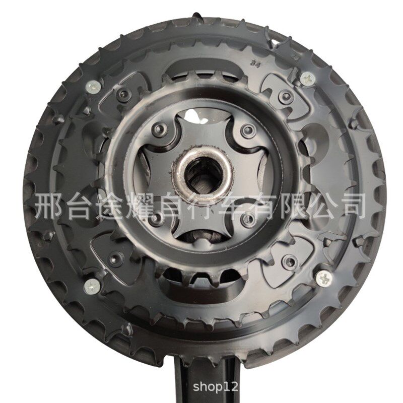 山地车轮盘/自行车曲柄牙盘/包塑轮盘曲柄/三片轮盘/42T/34T/24T图片