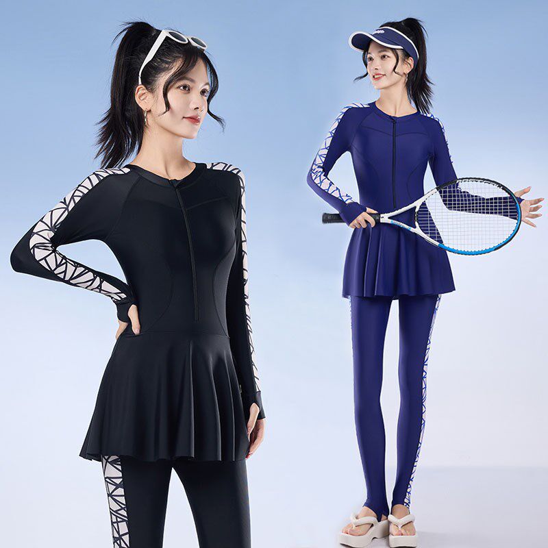 泳衣女长b袖长裤2025新款爆款冲浪服连体裙式潜水服高级感加大码