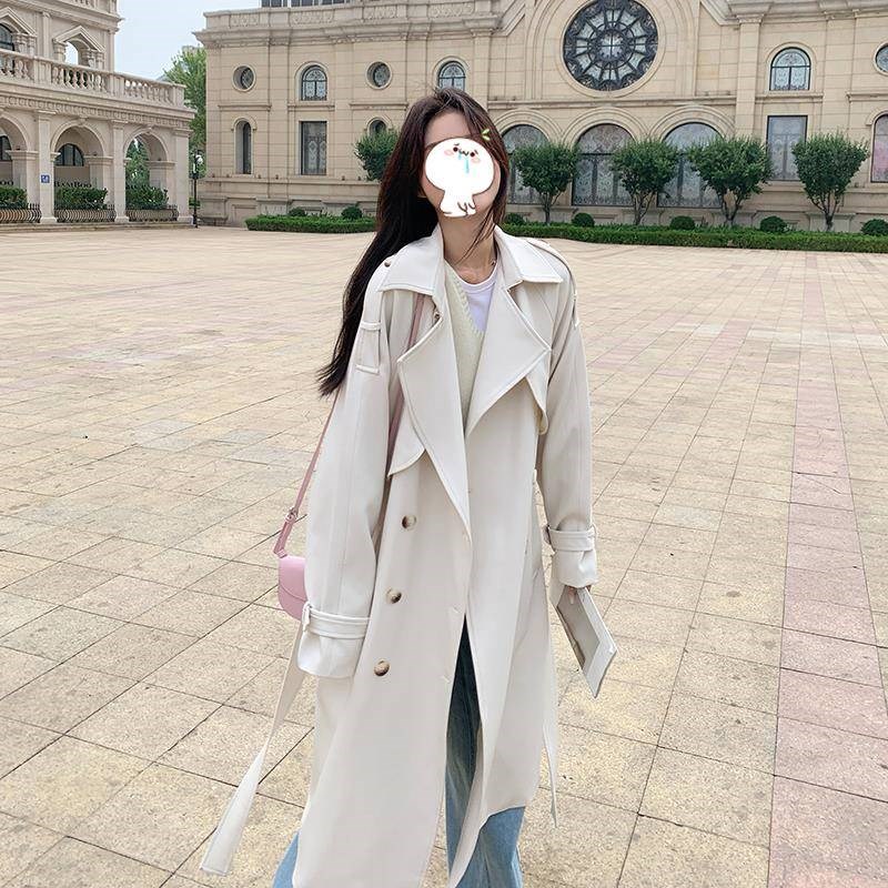 白色风衣女中长款202r4年春秋季新款今年流行小个子英伦风大衣外