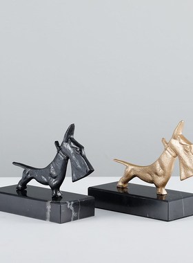 简约新古典样板房间客厅玄关宠物招财狗摆件简约现代酒店软装饰品