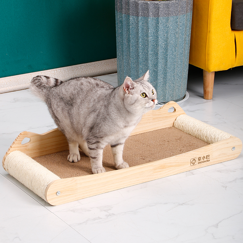 超大号猫抓板耐磨不掉屑实木带托底磨爪猫咪玩具猫床瓦楞纸猫沙发