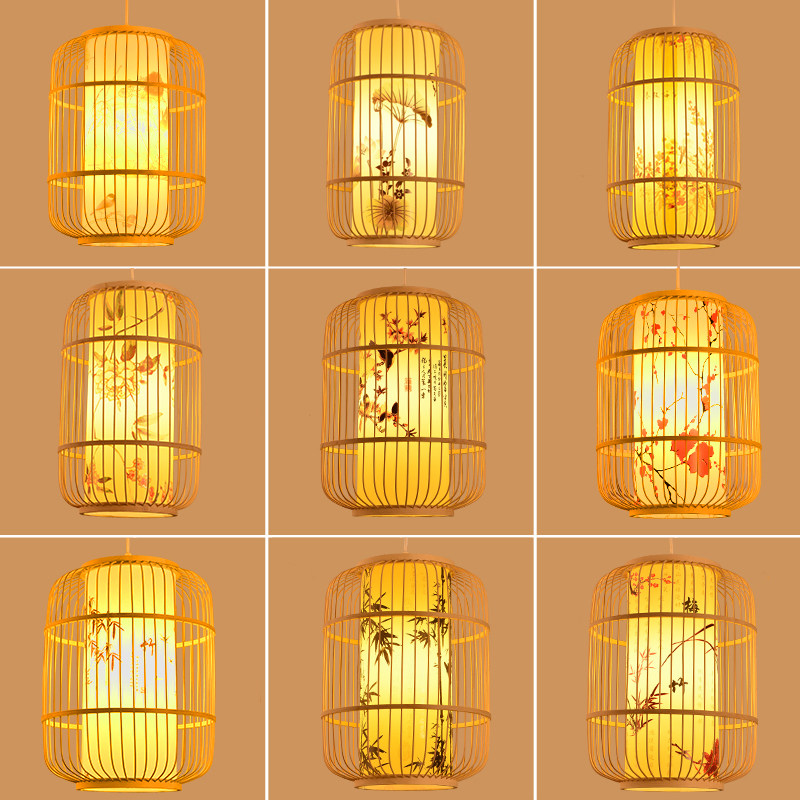 新中式复古风艺术竹艺吊灯鸟笼餐厅包厢包间茶楼禅意编织竹编灯笼,家装灯饰光源,餐厅吊灯,淘宝优惠券,粉丝福利购,淘宝优惠卷