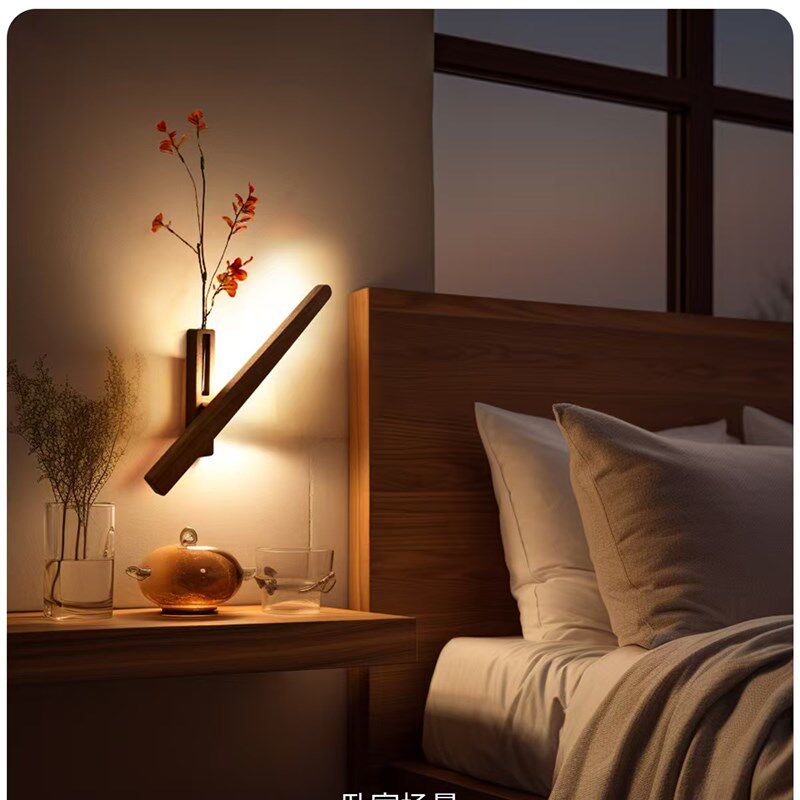 原木创意led装饰灯免布线磁吸充电夜灯客厅卧室床头过道感应壁灯