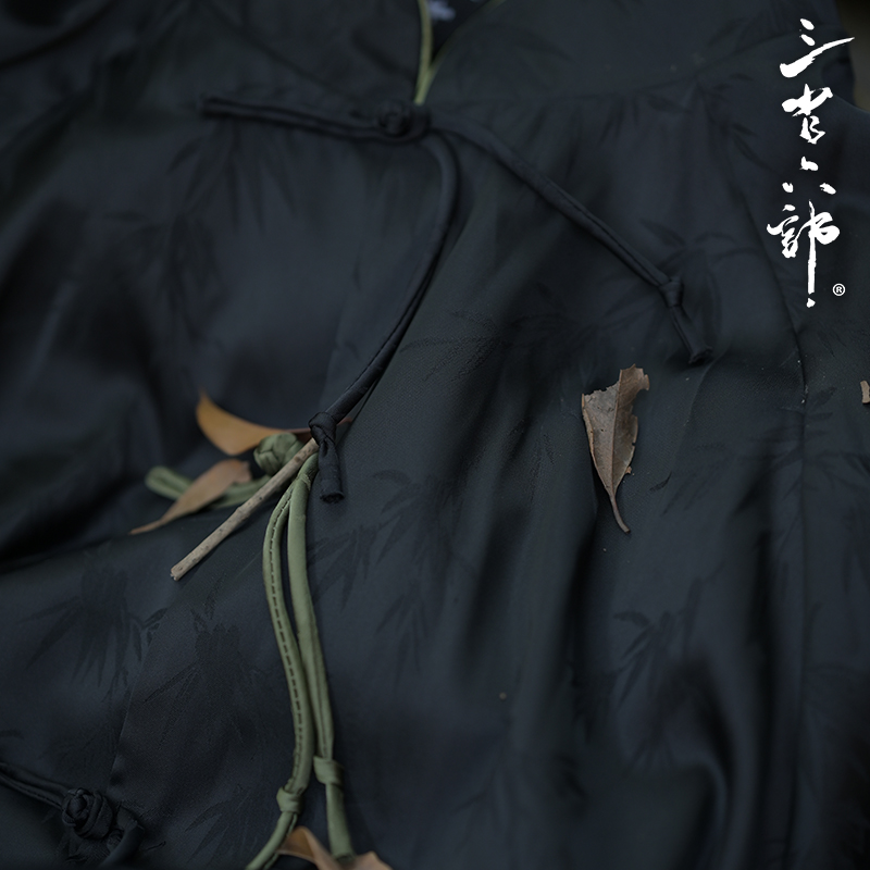 三省六部【将五进一】夏季新中式国风竹叶插肩袖手工盘扣短袖唐装