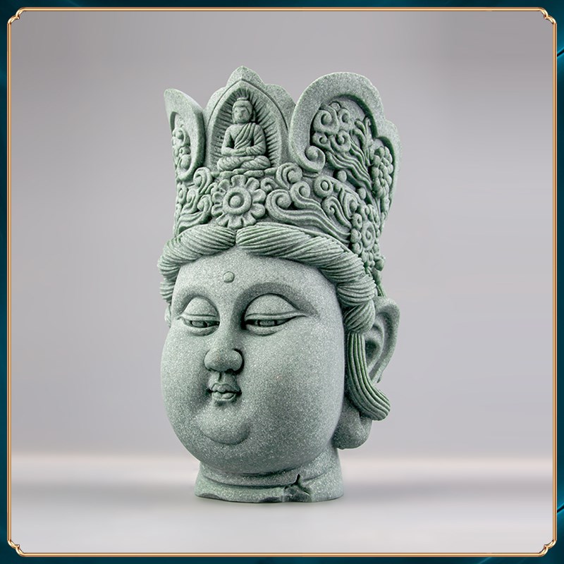 创意新中式禅意佛头茶玩摆件玄关鱼缸造景书房办公室茶台装饰品