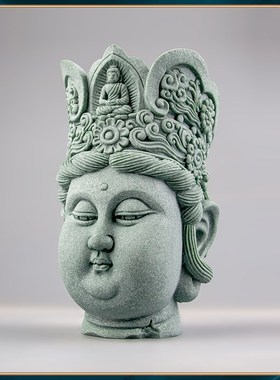 创意新中式禅意佛头茶玩摆件玄关鱼缸造景书房办公室茶台装饰品