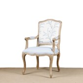 化妆休闲椅 花鸟布艺餐椅扶手方背电脑椅子 美式 乡村实木书房椅