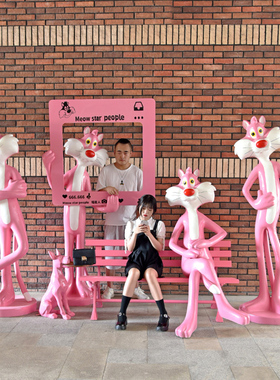 户外卡通网红猫玻璃钢雕塑商场游乐场装饰品网红拍照落地大型摆件