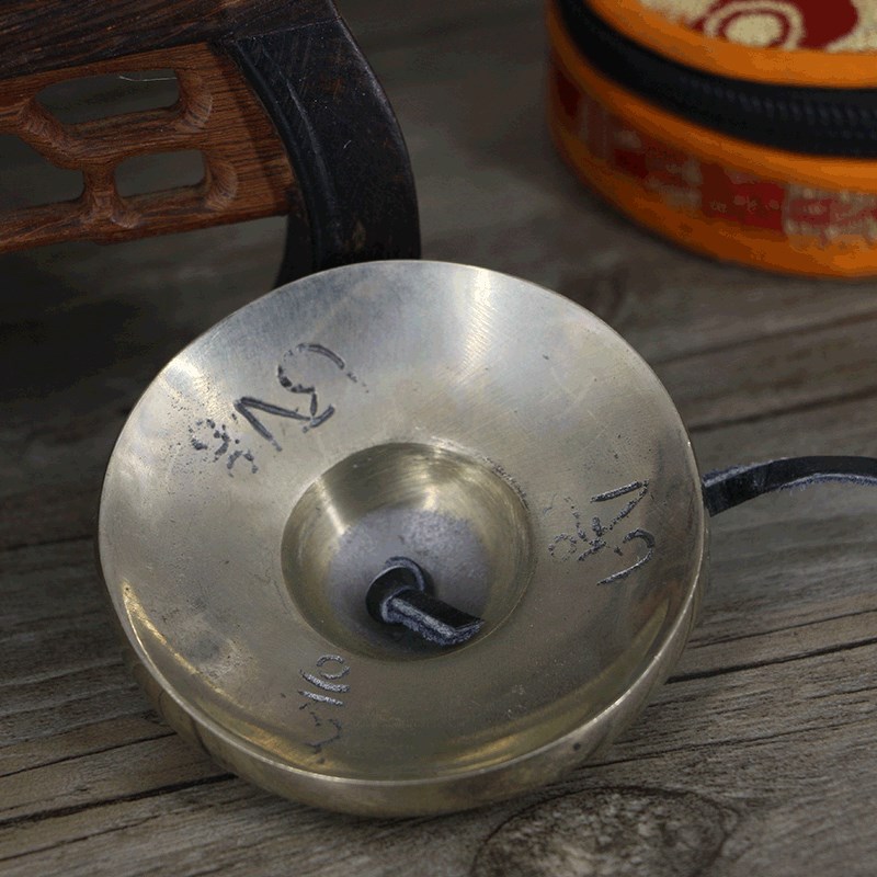 尼泊尔手工碰铃瑜伽音疗藏铃西藏叮夏纯铜双磬法会用品送碰钟套