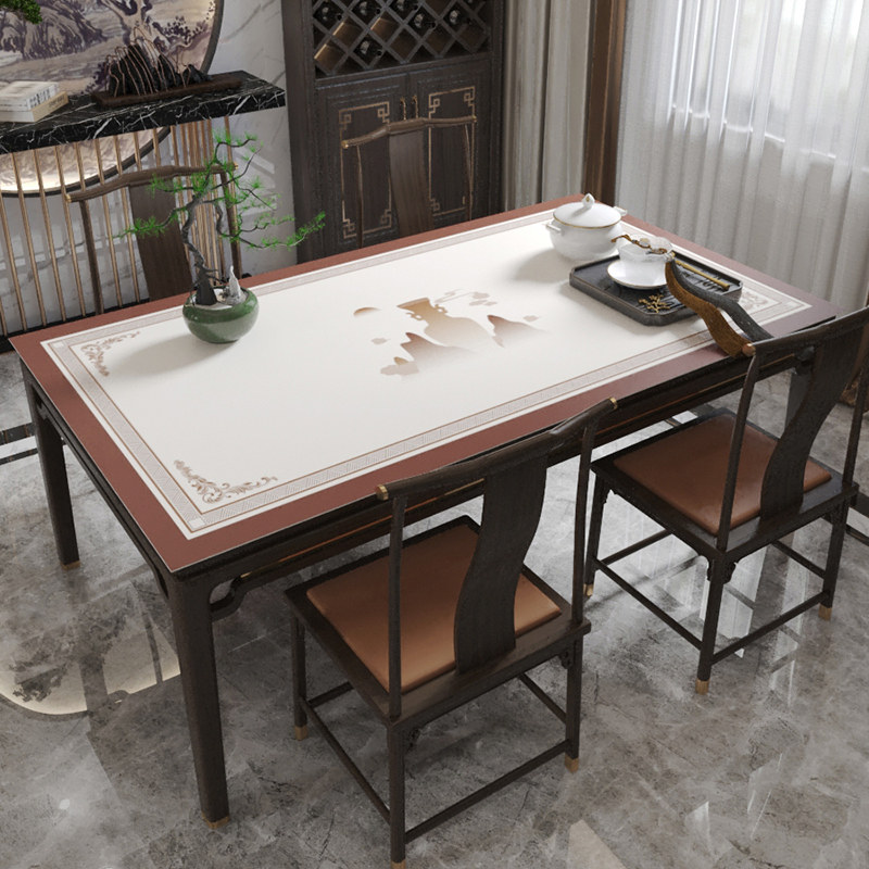 中式餐桌垫防水防油免洗复古新中式桌布古典中国风高级感皮革台布,居家布艺,桌布,淘宝优惠券,粉丝福利购,淘宝优惠卷