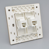 香槟金色六类直通网线口带电话插座双口电脑直插千兆网络电话面板