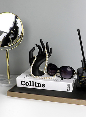 衣帽间梳妆台飘窗摆件 书房玄关装饰品 衣柜软装工艺品大理石镜子