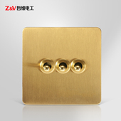轻奢复古田园法式 风86型仿铜面板黄铜拨杆开关插座面板家用民俗用