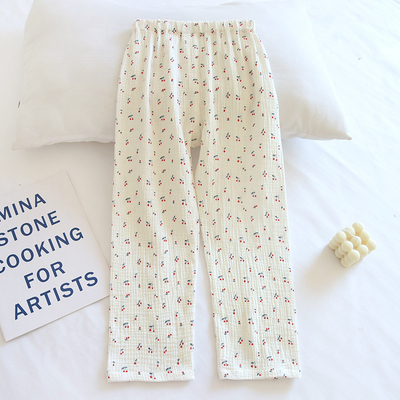 春夏薄儿童水洗纯棉纱布防蚊裤男童睡裤女童家居裤宝宝亲子空调裤