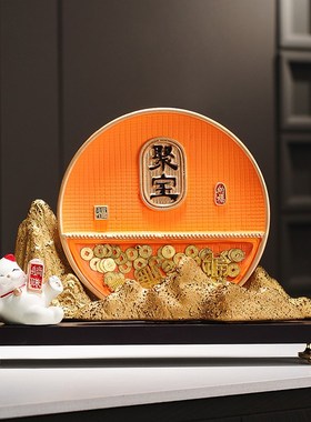招财猫摆件客厅招财流沙画玄关装饰品背靠金山银山乔迁新居礼品
