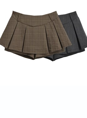 MICN圣马丁学院高腰V型半身裙裤女小个子显高显瘦a字裙jk百褶短裙