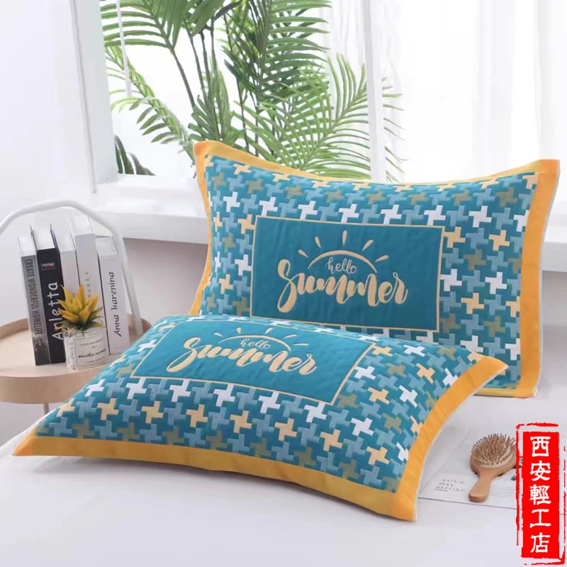 纯棉纱布枕巾一对装柔软加厚不掉毛吸汗耐脏成人情侣学生枕头盖巾