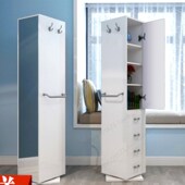 全身穿衣镜旋转实木色落地镜子试衣镜北欧储物卧室家用环保鞋 书柜