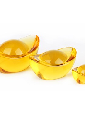 天然黄水晶元宝摆件大小金元宝装饰摆件开业礼品家居饰品