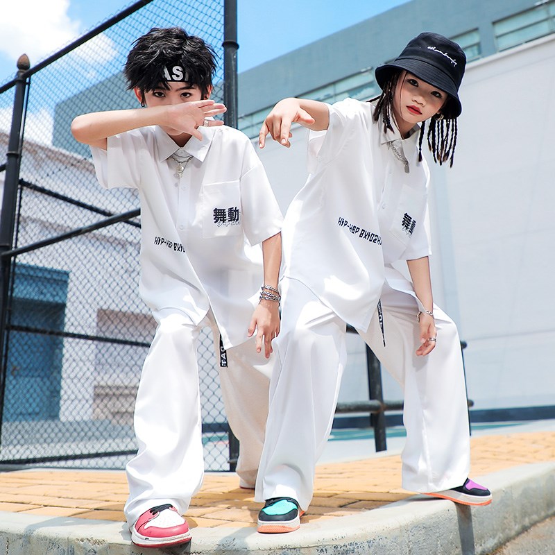 儿童街舞潮服男童套装秋季嘻哈演出服女童爵士舞架子鼓表演服装薄