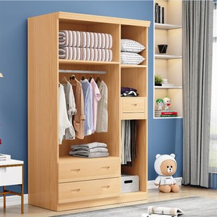 中式实木衣柜两三门原木环保儿童成人衣橱带抽屉新西兰松收纳经济