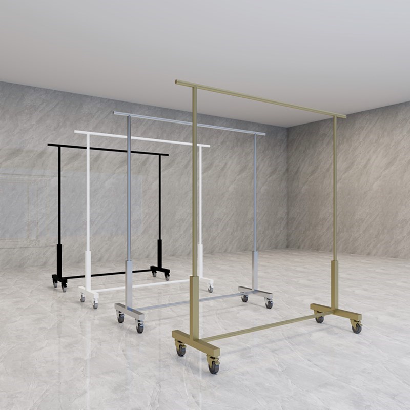 晾衣架单杠挂衣架卧室衣架杆移动衣服架子多功能室内衣帽架带轮子