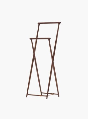 SERAPH西勒碳化黑衣帽架落地置物架黑胡桃木落地衣架卧室客厅折叠