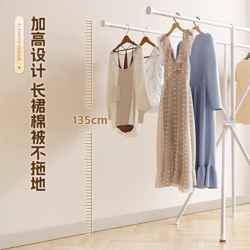新疆包邮晾衣架家用落地折叠免安装单杆式室内挂衣架小户型晒衣服