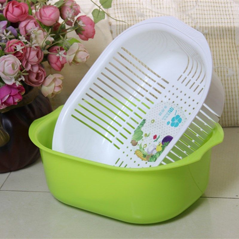 水果盘洗菜篮双层滴水筐塑料沥水篮果蔬漏盆淘菜筛子厨房用品