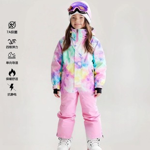 儿童滑雪服男童连体2025新款防水加厚女童宝宝小孩装备套装单板