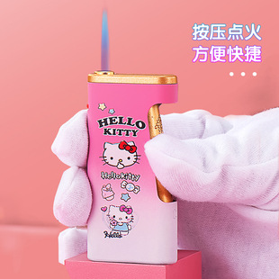 创意侧压充气防风打火机可爱卡通个性直冲金属外壳网红火机高颜值