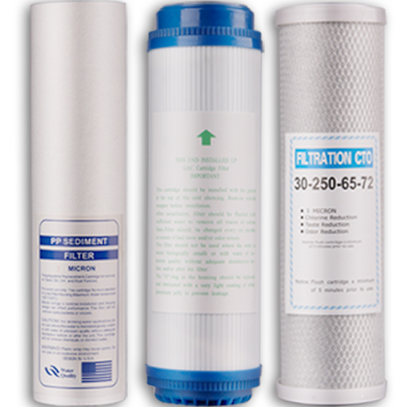 10寸通用滤芯套餐纯水机净水器前三级三胞胎过滤器PP棉椰壳活性炭