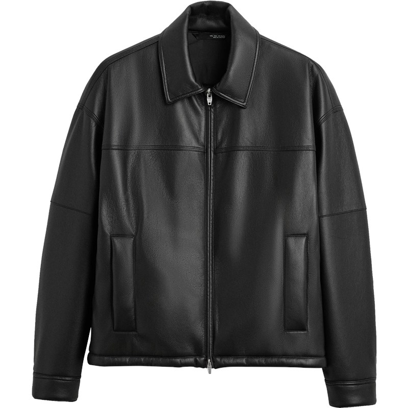 柜529!秋冬新品男装翻领仿皮棉服8281322宽松夹克皮外套8281/322