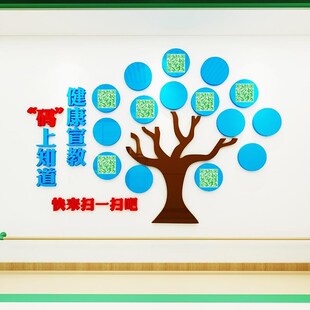 医院健康宣教树二维码扫一扫科室走廊背景墙面装饰护士站文化墙贴